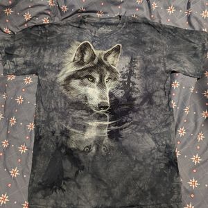 Men's Medium Blue and grey Tie dye Wolf shirt